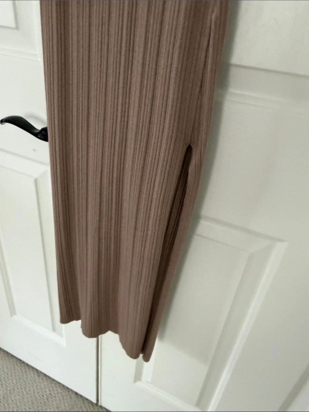 Sleeveless Ribbed Abercrombie and Fitch Maxi Bodycon Dress in Brown/Taupe